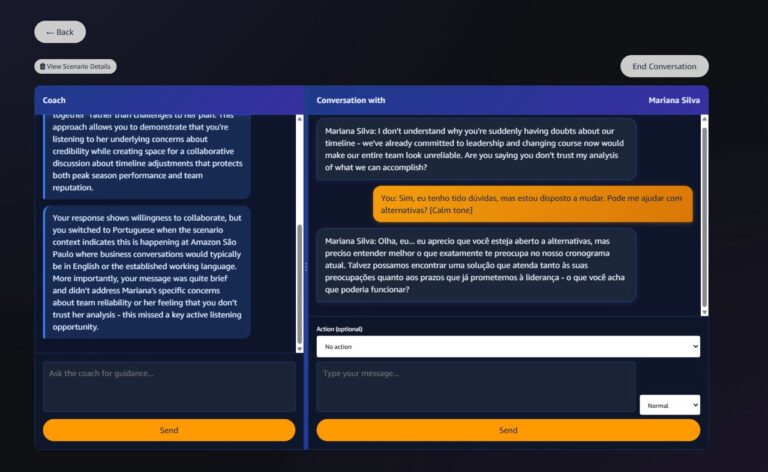 Chatbot com dupla conversação para escalar desenvolvimento de líderes da Amazon
