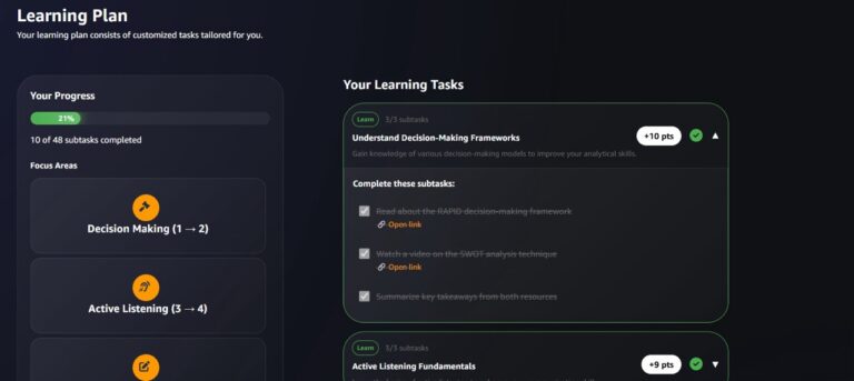 Learning path personalizado por IA para desenvolver líderes na Amazon